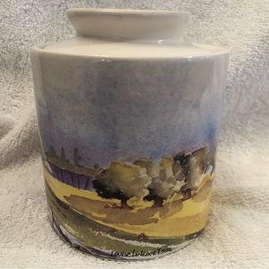 Butter Keeper Beautiful Village Gourmet Ceramic Lovely Graphics Signed